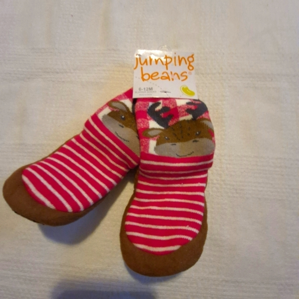 Jumping Beans boys 6-12 months slipper socks, grippers on bottom NEW